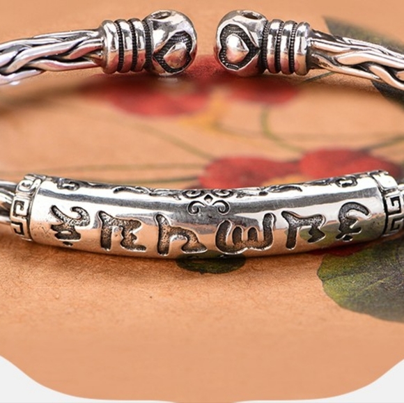 999 Etched Pure  Silver Tribal Cuff Bracelet - Picture 10 of 16